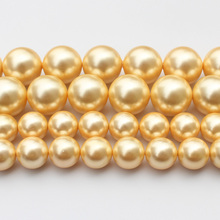 Shell Pearl Gold Yellow 6-20mm Round Loose Beads 15"/38cm,For Jewelry making, can mixed wholesale! 2024 - buy cheap