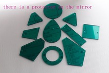 50pcs Top quality Emerald color mirror shaped sew on acryl rhinestones with holes flat back mirror acrylic beads 2024 - buy cheap