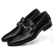 Fashion Black / brown tan loafers shoes mens dress shoes genuine leather wedding shoes mens business shoes with buckle 2024 - buy cheap