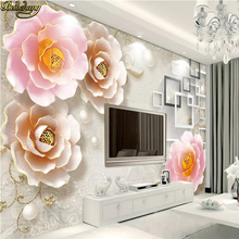 Beibehang-papel tapiz personalizado con flores en relieve para pared, telón de fondo como de TV, decoración del hogar 2024 - compra barato
