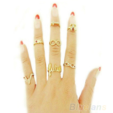 Bluelans 7Pcs Mix Top Fashion Cute Knuckle Cut Above Ring Band Midi Rings 2024 - buy cheap