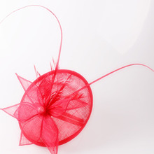 Red Sinamay Fedora Hats Women Hair Accessories High Quality Fascinators Wedding Bridal Headwear Cocktail Headpiece Headbands 2024 - buy cheap