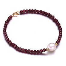 Natrual vermelho garnets 3-4mm rosa pérola tibetano prata pulseira 2024 - compre barato