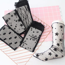 Модные женские сексуальные кружевные прозрачные черные сетчатые носки до щиколотки, женские эластичные ультратонкие короткие сетчатые носки в горошек со звездами для женщин 2024 - купить недорого