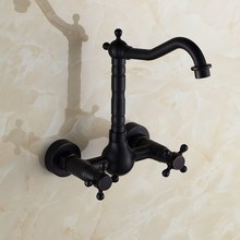 Grifos mezcladores modernos de bronce frotado con aceite montados en la pared, doble picajín en cruz, para fregadero del baño, ahg014 2024 - compra barato