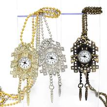 Cuckoo Bird House Crystal Design Pendant Pocket Watch Chain Necklace Quartz Watch New Fashion 2024 - buy cheap