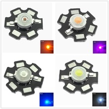 10pcs 1W 3W LED de Alta Potência 660nm Espectro Completo branco Quente Verde Azul Vermelho Escuro Real azul Com 20 milímetros White & Black Star PCB