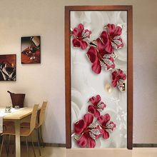 Papel tapiz de foto 3D con flores rojas, Adhesivo de pared estéreo, estilo europeo, para sala de estar, dormitorio, PVC de lujo, pegatinas de decoración del hogar 2024 - compra barato