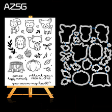 AZSG Cute Cartoon Animals Metal Cutting Dies and Clear Stamp Set for DIY Scrapbooking Photo Album Decoretive Embossing Stencial 2024 - buy cheap