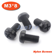 100pcs/lot DIN7985 M3*8 Black Nylon Phillips Pan Head (Cross recessed pan head) Machine Screws 2024 - buy cheap