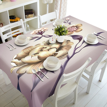 Toalha de mesa decorativa retangular em poliéster com estampa de flor 3d, à prova de poeira, decoração de festa de casamento e natal 2024 - compre barato