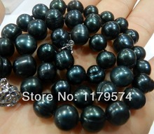 Collar de perlas naturales negras, 9-10MM, 18 ", wj379 2024 - compra barato