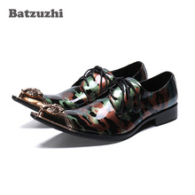 Batzuzhi/модная мужская обувь из натуральной кожи с острым носком и железным носком вечерние и свадебные туфли в деловом стиле большие US6-12 2024 - купить недорого