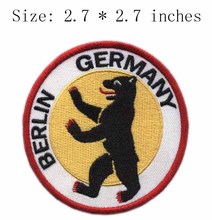 Берлинская немецкая вышивка, 2,7 дюйма, широкая/символизированная нашивка/черный медведь/одежда 2024 - купить недорого