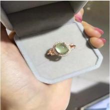 Natual Prehnite Woman Ring Free shipping Natural real Prehnite Ring 925 sterling silver Gem 7*9mm 2024 - buy cheap