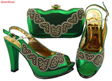 Doershow-Conjunto de zapatos y bolsos africanos, calzado y bolsa de diseño italiano, a juego, de alta calidad, para fiestas y HWD1-1 2024 - compra barato