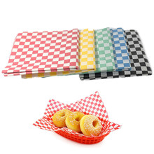 24pcs Disposable Anti-oil Waxed Paper Red Black Checkered Food Wax Liners Bread  Burger Fries Hamburger Packing Restaurant Bar 2024 - buy cheap