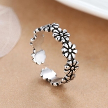 Retro Flower 925 Sterling Silver Temperament Personality Literary Wild Original Fashion Female Resizable Opening Rings SRI119 2024 - buy cheap