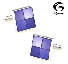 iGame Men Gift Copper Cuff Links Wholesale&retail Purple Color Copper Material Fashion Enamel Square Check Design 2024 - buy cheap