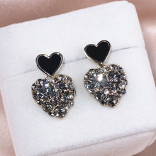 Trendy Shining Double Heart Drop Earrings Femme Gold Color Classic Crystal Dangle Earrings For Women Gift Fashion Jewelry Bijoux 2024 - buy cheap