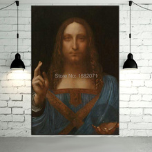 Pintura al óleo sobre lienzo del personaje Salvator Mundi, obra de arte famosa de Leonardo Da Vinci, reproducción de retratos de pintura al óleo 2024 - compra barato