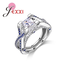Brand Top Quality Fashion Blue CZ Crystal Women Rings For Wedding Engagement 925 Sterling Silver Party Ring Bridal Jewelry 2024 - buy cheap