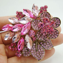 2.51" New Pretty Flower Art Nouveau Brooch Pin Pink Rhinestone Crystal Pendant 2024 - buy cheap