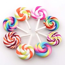 New 10pcs Spiral Rainbow Polymer Clay Cabochons Beauty Kawaii lollipop Candy Flatback For DIY Phone Decoration Resin Mold Fill 2024 - buy cheap