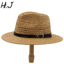 2019 100% chapéu de palha de raphia tecida à mão, feminino, de verão, chapéu de sol com aba larga, chapéu panamá tamanhos 56-58cm a0115 2024 - compre barato