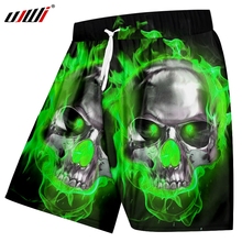 UJWI Man Hip Hop Green Flame Skulls Beach Shorts 3D Printed Street Clothing Men's Personality Punk Rock Big Size 5XL 2024 - buy cheap