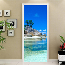 3D Photo Wallpaper Sandy Beach Sea View Door Sticker Wall Mural Living Room Bedroom Waterproof Self Adhesive Stickers Wall Paper 2024 - buy cheap