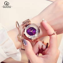 GUOU Modern Fashion Women Crystal Quartz Watches Montre Femme Horloge Women's Wrist Watch Stainless Steel Reloj Mujer Relojes 2024 - buy cheap