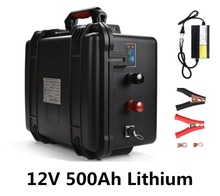 Rechargeable 12V 500Ah Lithium li ion battery pack with BMS for emergency system solar system emergeny storage+10A charger 2024 - buy cheap