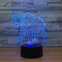 Wholesale Small Elephant 3d Night Light Colorful Remote Control Touch Acrylic Led Gift Desktop Small 3d Light Fixtures 2024 - buy cheap