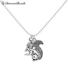 Doreenbeads colar artesanal cor prata e prata esquilo acorn 47cm(18 4/8 ") longo, 1 peça 2024 - compre barato