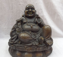20cm Chinese Bronze Buddhism RuYi Wealth Happy Laugh Maitreya Buddha On Lotus Statue 2024 - buy cheap