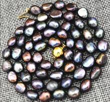 Women Jewelry 8-10mm black colors baroque pearl 45'' 115cm long necklace real natural freshwater pearl cultured freshwater pearl 2024 - buy cheap