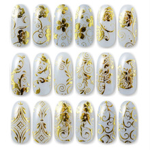 108pcs/sheet Gold 3D Nail Art Stickers Decals Metallic Nail Stickers Manicure Nail Art Decorations Water Transfer Stickers Tips 2024 - buy cheap