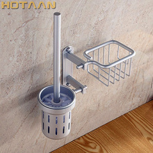Free shipping Bathroom accessories aluiminum toilet brush set with shelf wc brush with basket bathroom shelf toilet brush holder 2024 - buy cheap