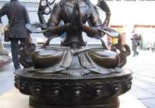 Estátua de buda kwan-yin bohisatva, artesanato de bronze do budismo do tibet com quatro braços 2024 - compre barato