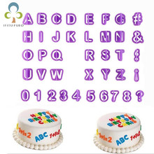 40 шт. резак для помадки инструменты для украшения торта Пластиковая форма для кексов верхние буквы алфавита с вырезами в виде цифр резак для печенья WYQ 2024 - купить недорого