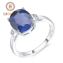 Женское кольцо GEM'S BALLET, овальное кольцо из серебра 925 пробы с натуральным синим сапфиром на палец, 4,78ct 2024 - купить недорого