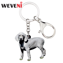 WEVENI Acrylic Weimaraner Dog Key Chains Keychains Holder Animal Jewelry For Women Girls Bag Car Pet Wallet Charms Gift Pendant 2024 - buy cheap
