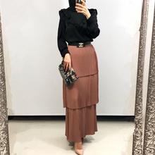 Fashion Women's Pleated Tulle Skirt High Waist Bodycon Long Women's Modest Muslim Bottoms Long Midi Skirts Party Ramadan Islamic 2024 - buy cheap