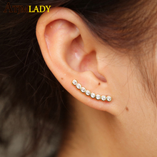Wholesale curve Bar Shape Crystal Ear Climbers Gold color plated Fashion Earrings For Women simple Gold Stud Earrings Jewelry 2024 - buy cheap