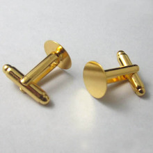 Blank Cufflinks Settings with with Flat circle Glue Pad Cabochons Bases Men's Cuff links DIY Findings Golden tone Plated 2024 - buy cheap