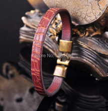 G43 Brown Handmade Genuine Leather Bracelet Wristband Men's Cuff Bronze Clasp 2024 - buy cheap