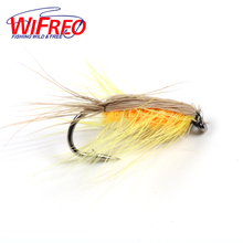 Wifreo 10PCS #6 Yellow Body Woolly Worm Caddis Nymph Fly Deer Hair Beetle Trout Fly Fishing Lure Bait 2024 - buy cheap