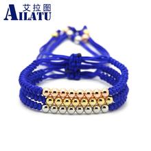 Ailatu Wholesale 10pcs/lot 6mm Plated Round Beads Mix Colors Braiding Macrame Bracelet Party Gift 2024 - buy cheap