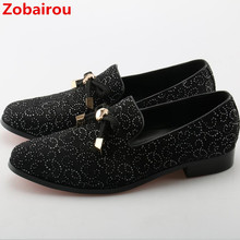 Zobairou black mens formal shoes chaussures hommes glitter tassel loafers velvet slippers shoe lasts italian leather shoes men 2024 - buy cheap